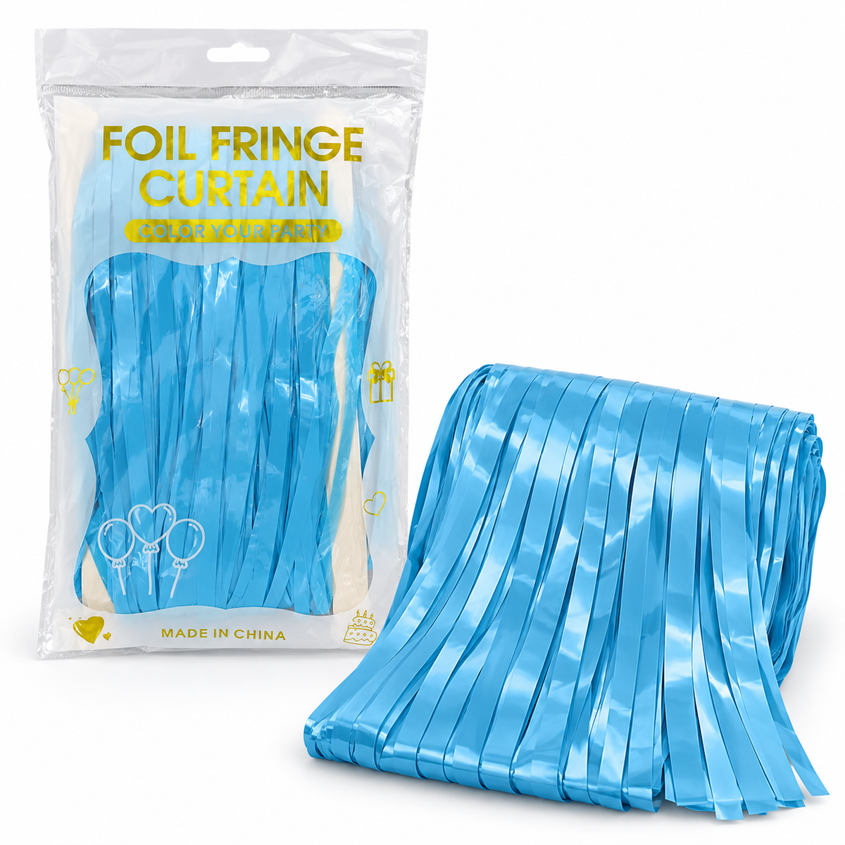 Blue Foil Fringe Curtain || ستارة حفلات بشرائط لامعة زرقاء