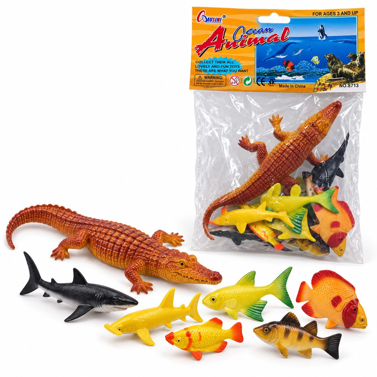 Ocean Animal Crocodile & Fish Toy Set || مجموعة مجسمات حيوانات بحرية مع تمساح وأسماك