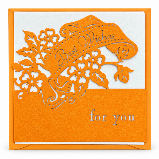 Orange Floral Best Wishes Greeting Card