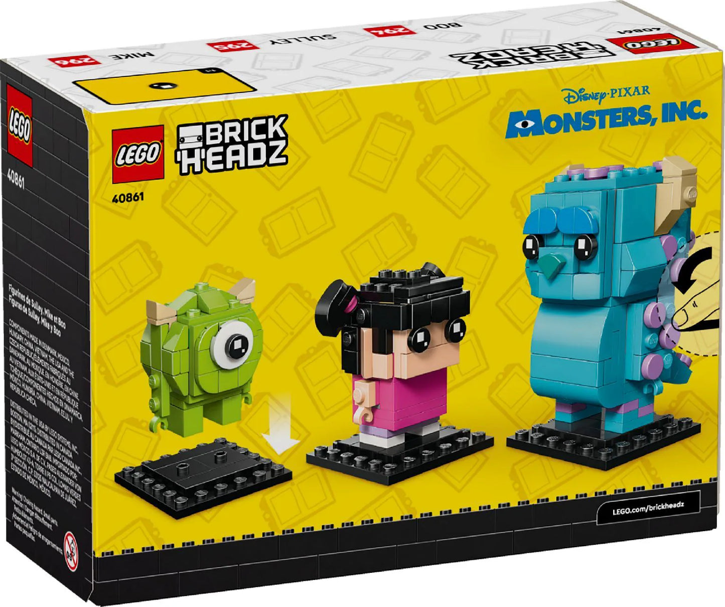 Lego Brickheads Disney Monsters inc Sulley Mike and Boo Figures || ليغو بريك هيدز ديزني مونستر انك