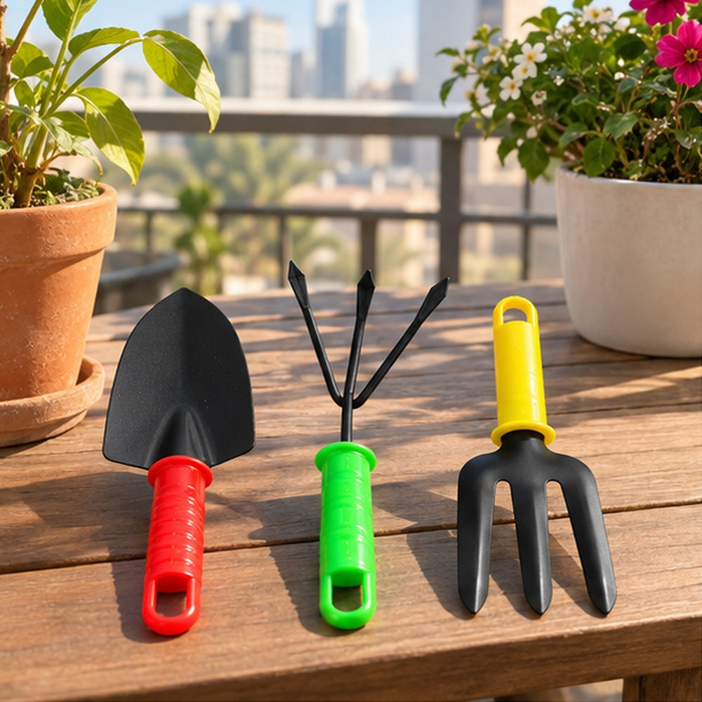 Mini Gardening Tools 3 Piece Set with Colorful Handles || طقم أدوات زراعة صغيرة 3 قطع بمقابض ملونة