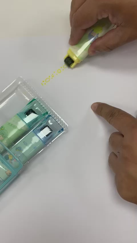 ماستر هايلايتر مزدوج الرأس مع رول لتسطير الدفاتر من إيه أند تي توينز || ألوان فوسفورية