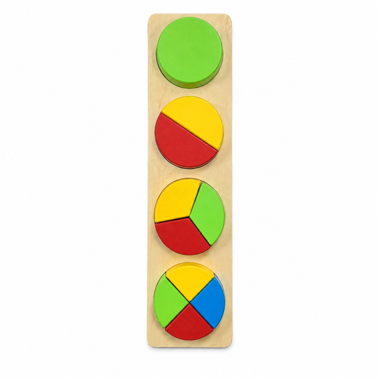 Wooden Fraction Circle Puzzle Set on a clean white background