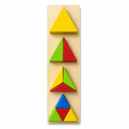 Wooden Geometric Tangram Puzzle Set on a clean white background