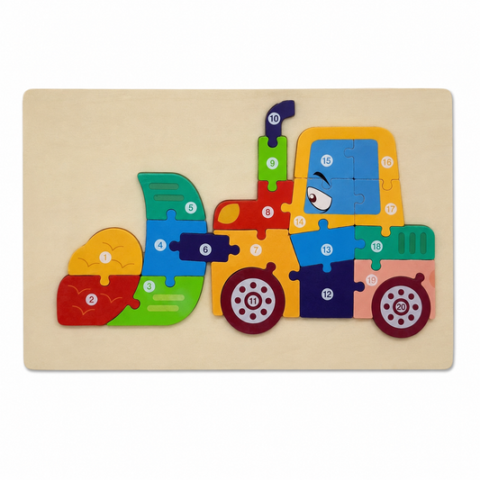 Wooden Tractor Puzzle 20 Pieces on a clean white background