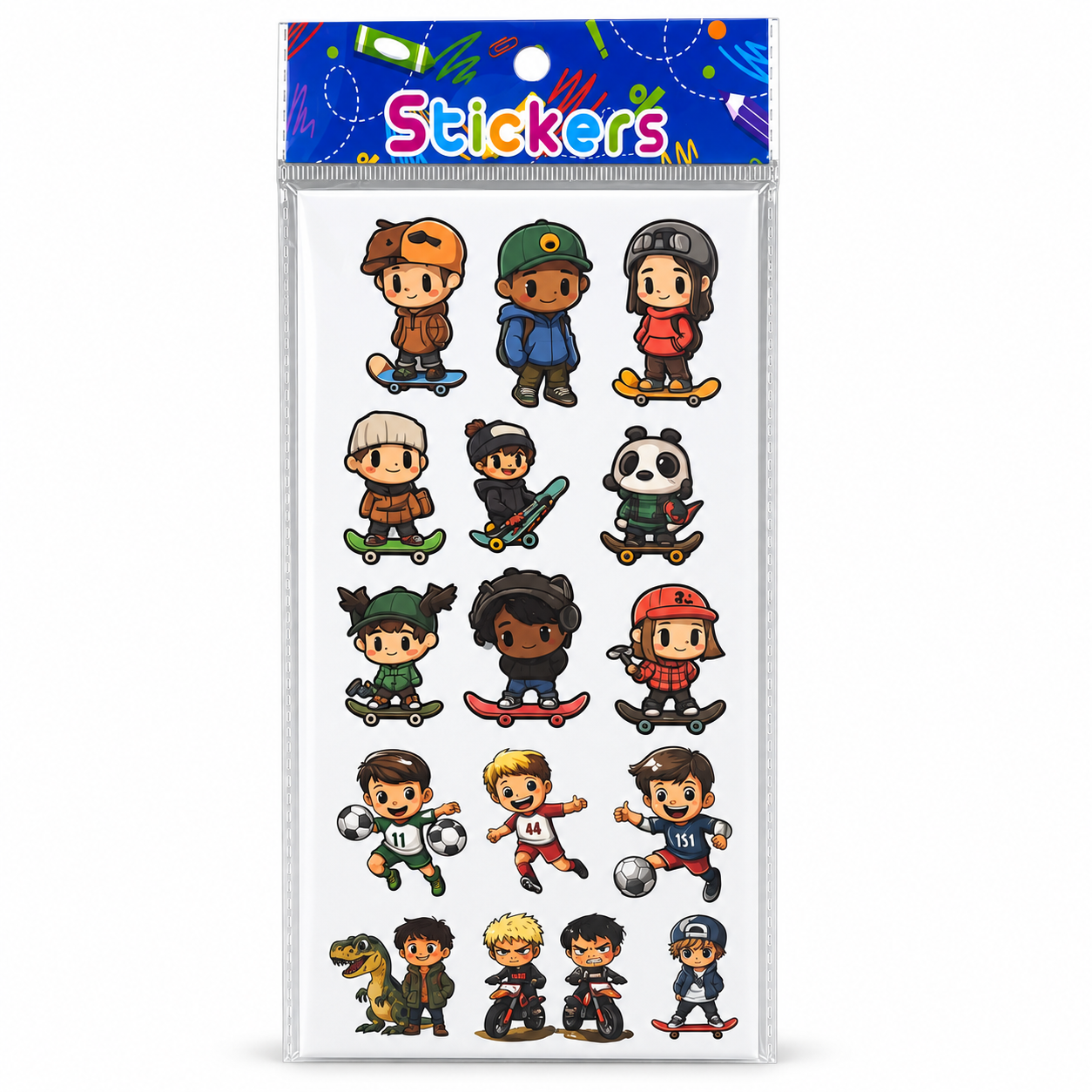 Skateboard and Soccer Boys Teacher Encouragement Stickers