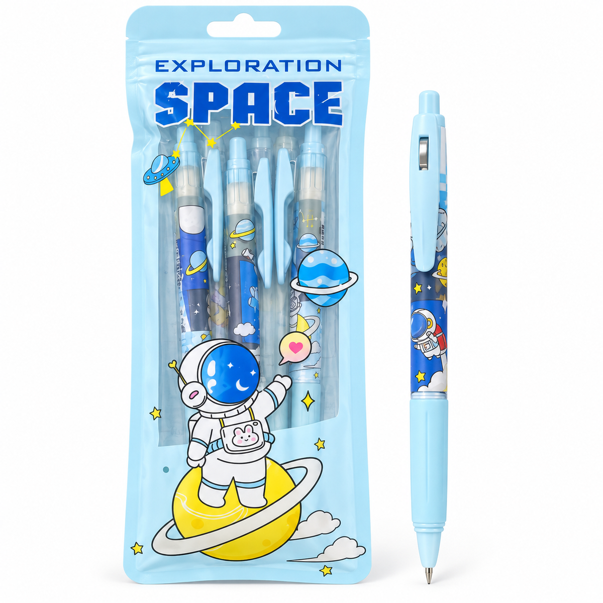 Space Exploration Retractable Gel Pen Set - 4 Pens