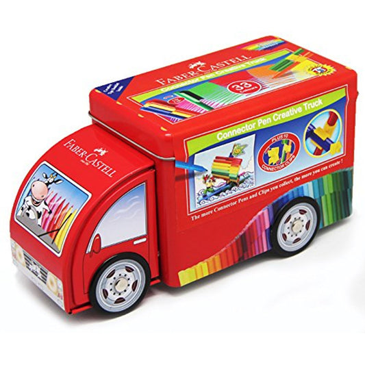Faber Castell Truck Connector Pens 33 Pack || الوان كونكتر فيبر كاستل علبه حديد شكل عربه