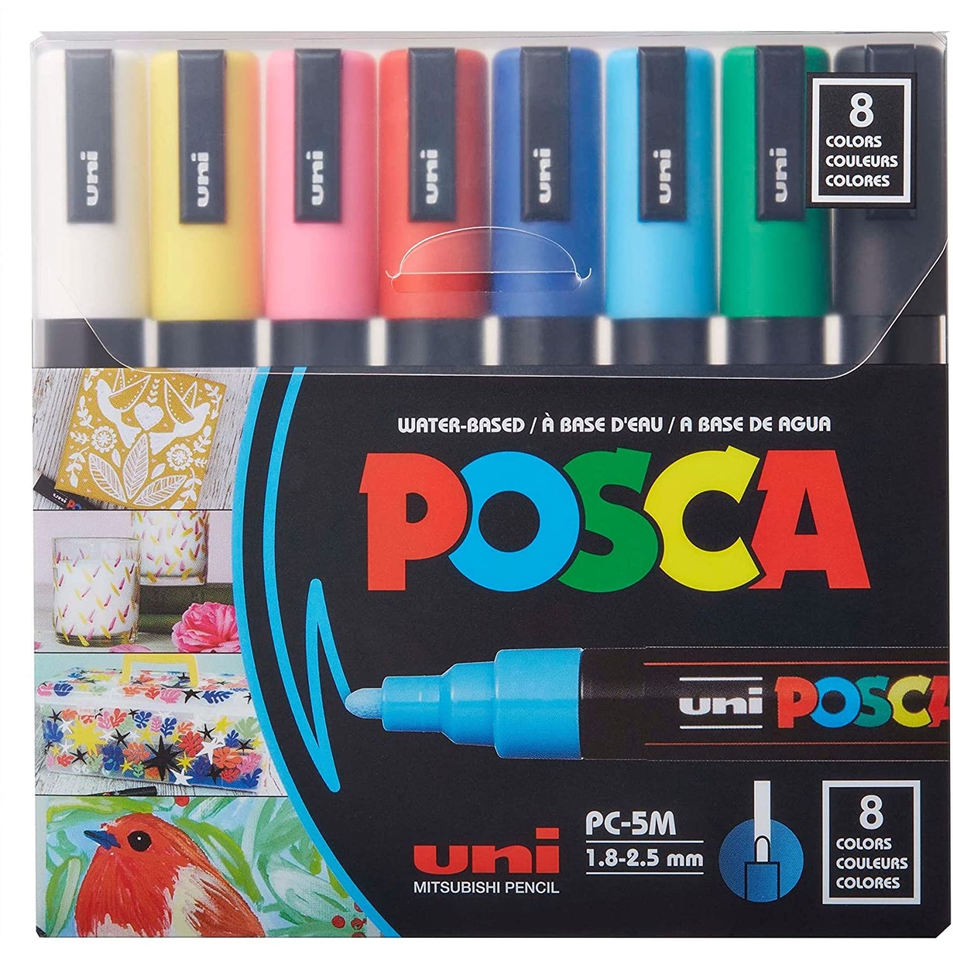 Posca Marker PC-5M (1.8 - 2.5 ) 8 Colors || الوان بوسكا سماكه ( 1.8 - 2.5 ) 8 لون