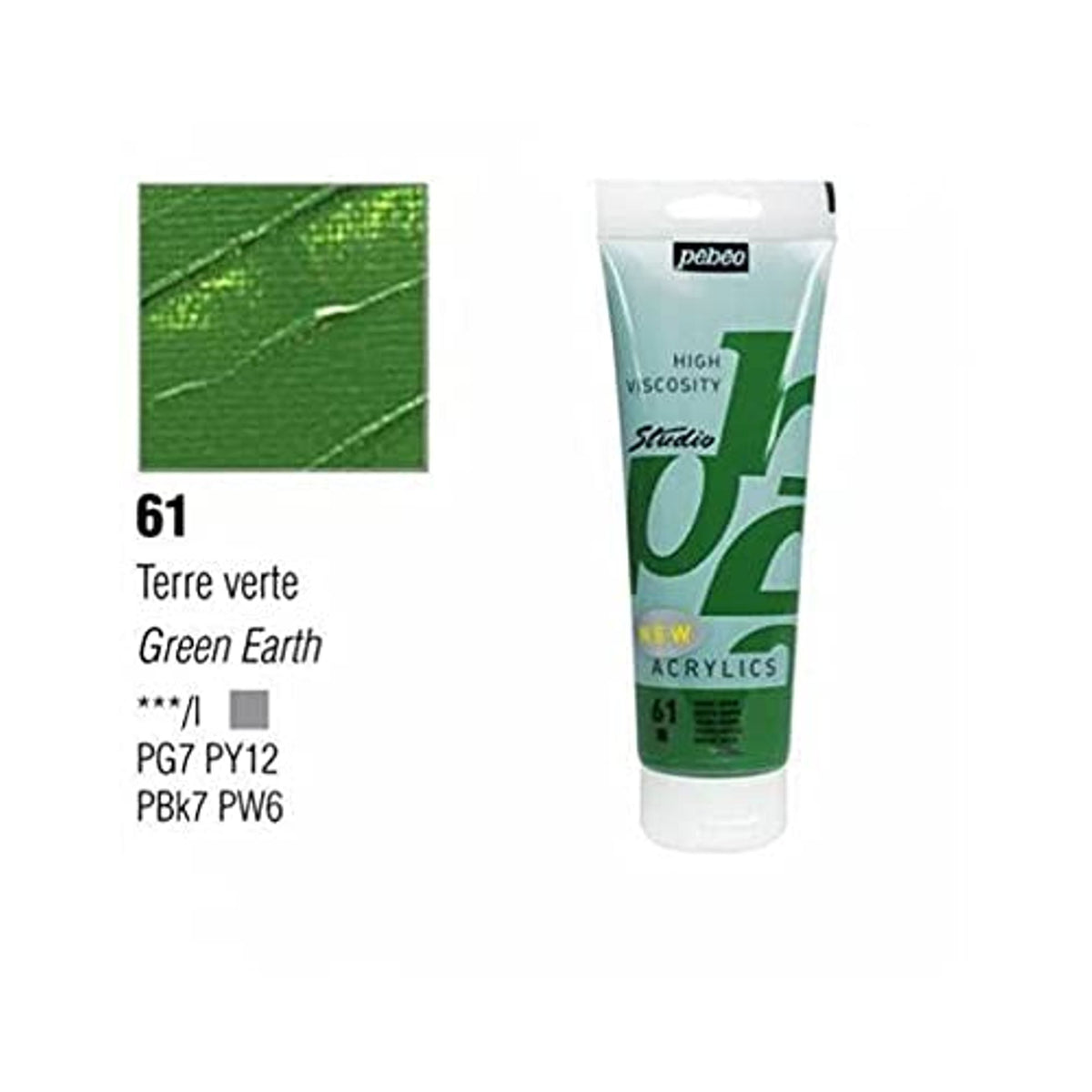 Pebeo Studio Acrylics High Viscosity 100 ml Green Earth || الوان بيبيو اكريليك 100 مل اخضر ارضي