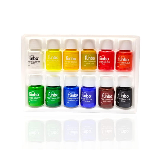 Funbo Student Poster Color 10 Color Set || طقم الوان بوستر فنبو عدد ١٠ لون حجم ١٥ مل⁩
