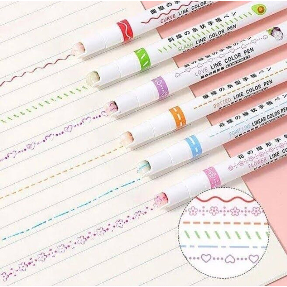 Line Shaped Curved Highlighter || قلم تخطيط ملون بزخارف