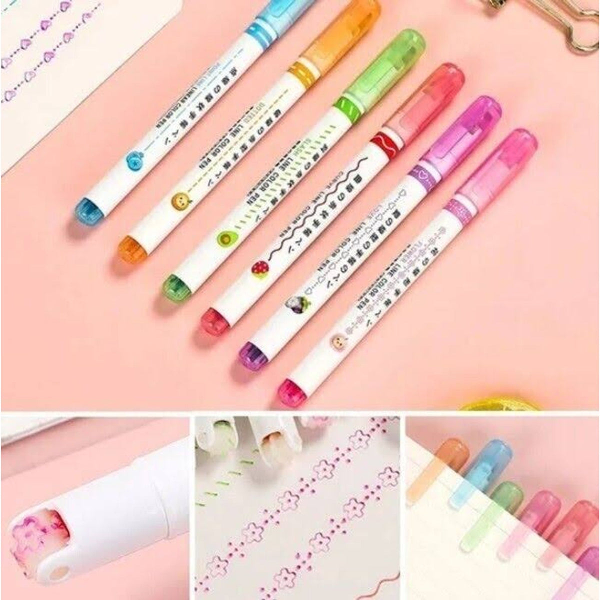 Line Shaped Curved Highlighter || قلم تخطيط ملون بزخارف