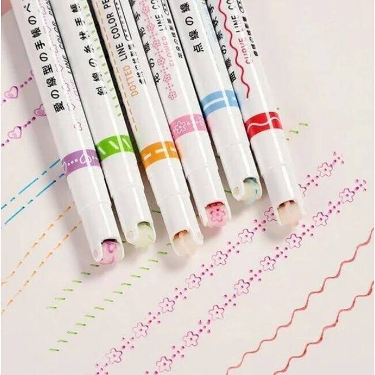 Line Shaped Curved Highlighter || قلم تخطيط ملون بزخارف