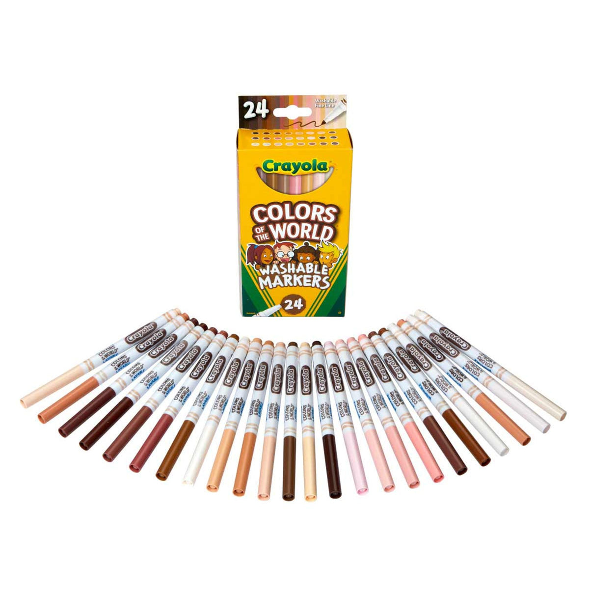crayola colors of the world washable colors 24 || الوان شينية ٢٤ لون درجات الوان البشرة