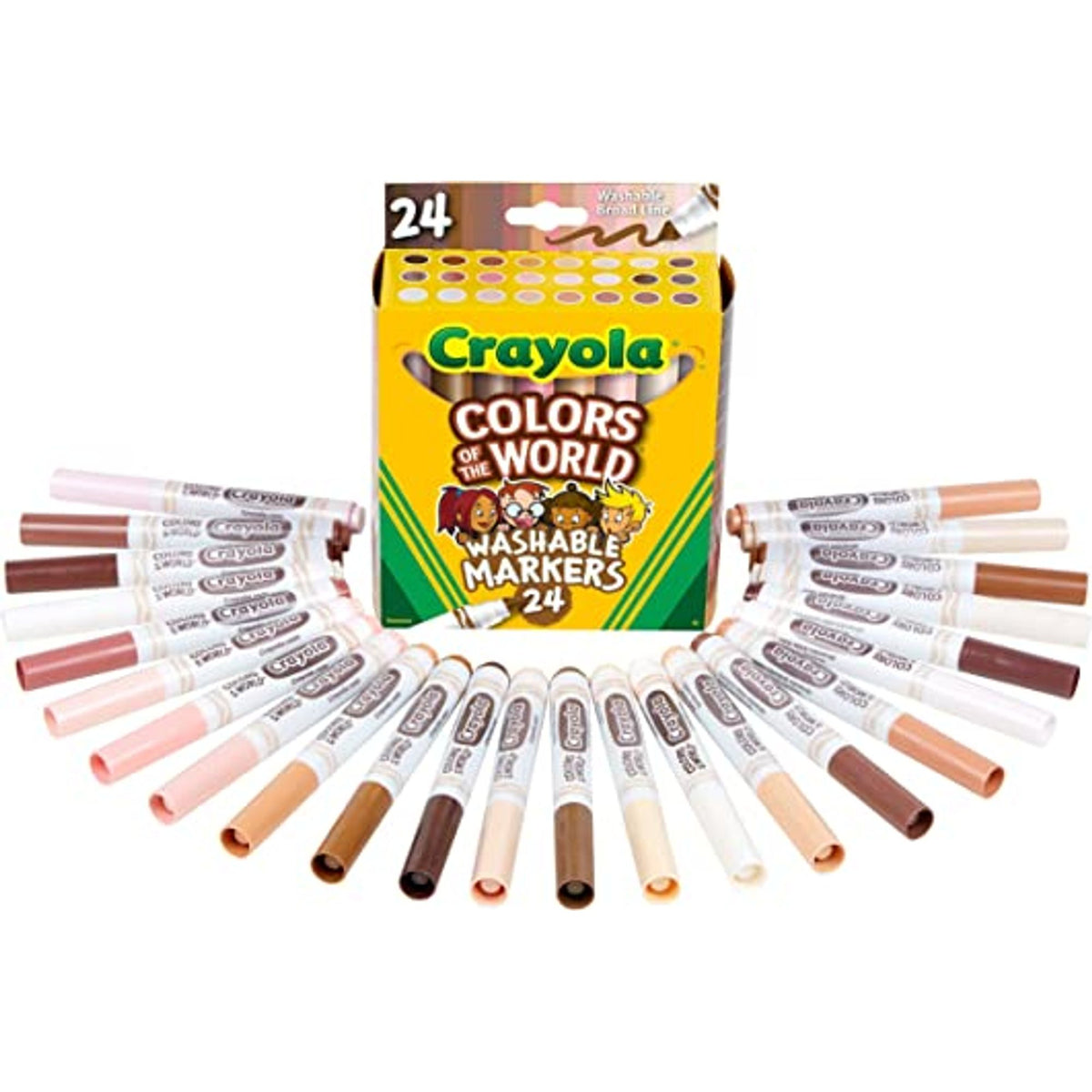 crayola colors of the world washable colors 24 || الوان شينية ٢٤ لون درجات الوان البشرة