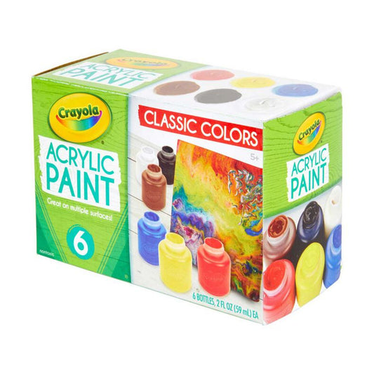 Crayola Acrylic Paint Classic Colors 6 Pcs || الوان اكريليك كرايولا 6 لون