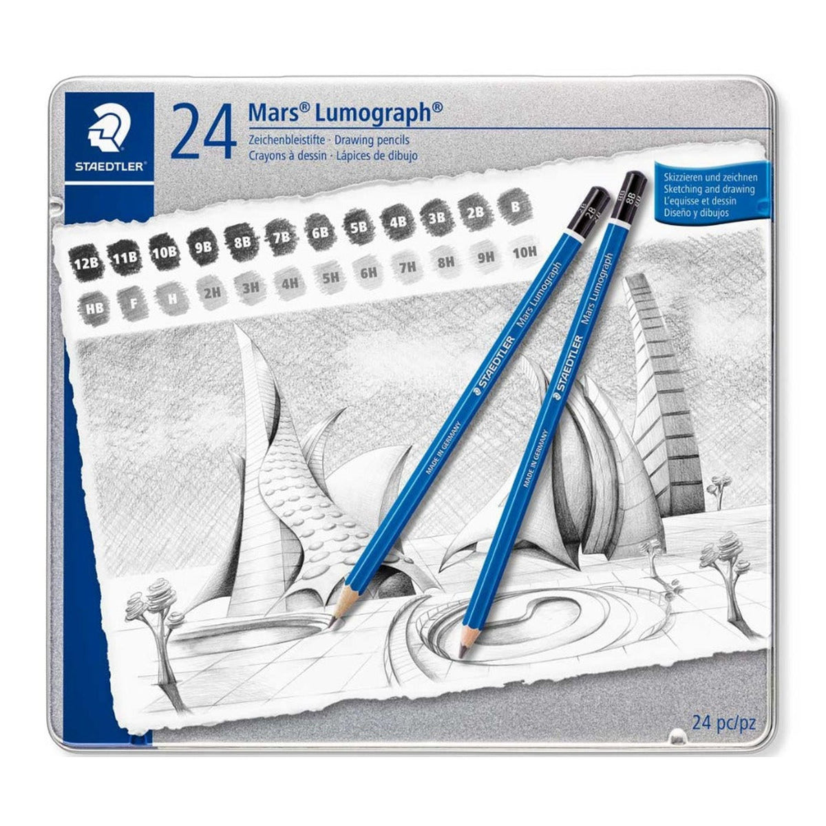 Staedtler Mars Lumograph 24 Sketch Pencils Set || مجموعة اقلام رصاص رسم سكتش ستدلر ٢٤ درجة