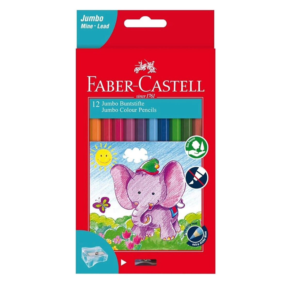 Faber Castell Jumbo Colored Pencils 12 Colors || الوان خشبية فيبر كاستل جامبو ١٢ لون
