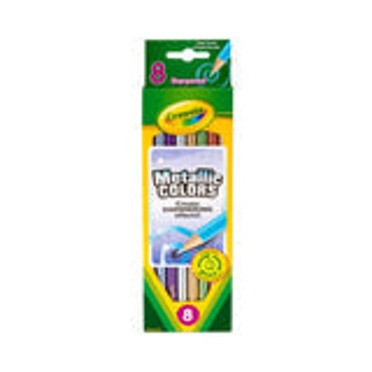 Crayola 8 Metallic Colored Pencils || الوان كرايولا خشبية الوان ميتاليك عدد 8 حبة