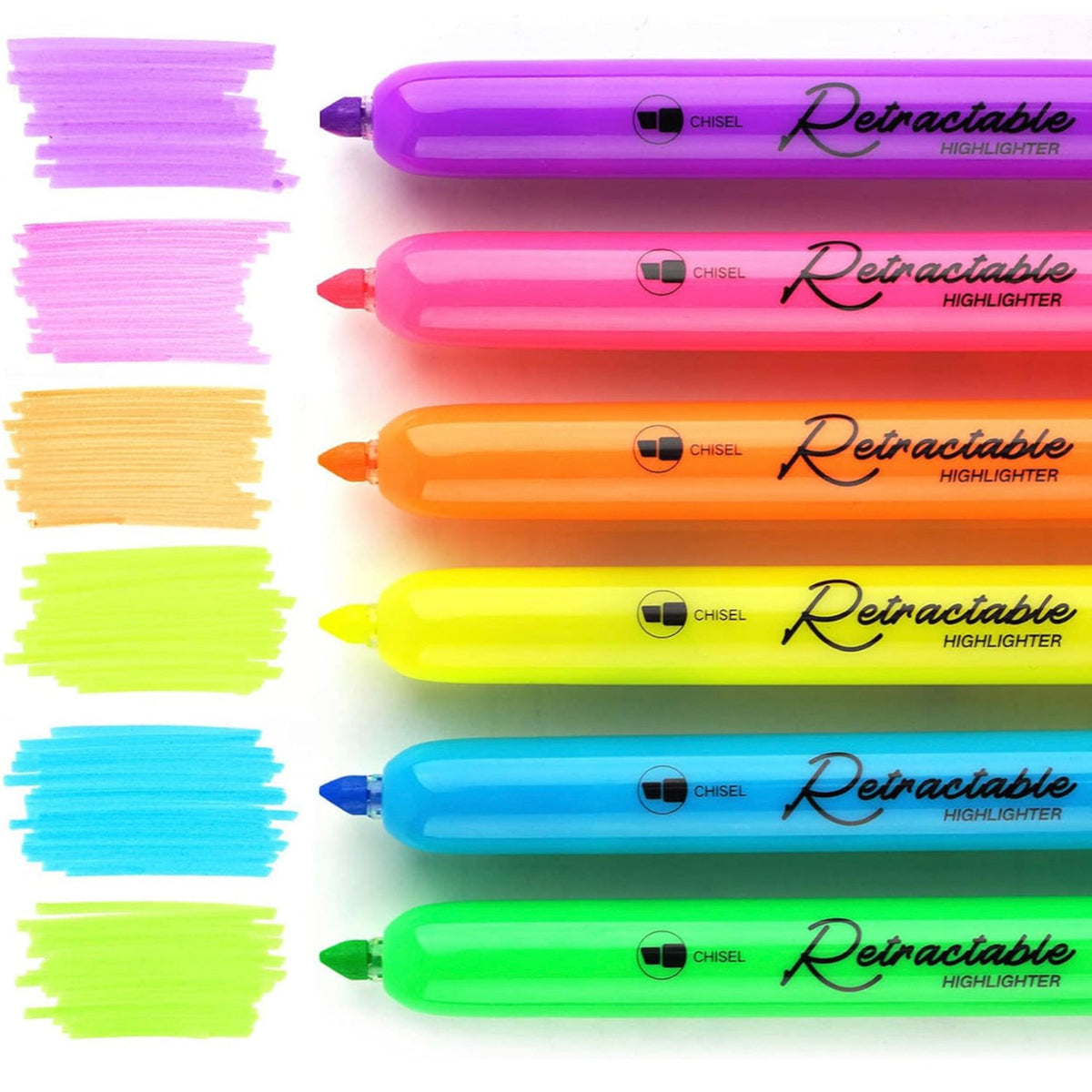 Writech Tetractable Highlighters 6 Neon Colors || اقلام فسفوري كبس ٦ لون نيون رايتيك