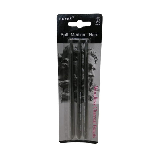 Charcoal Pencil Set Corot || اقلام فحم اسود ٣ حبة
