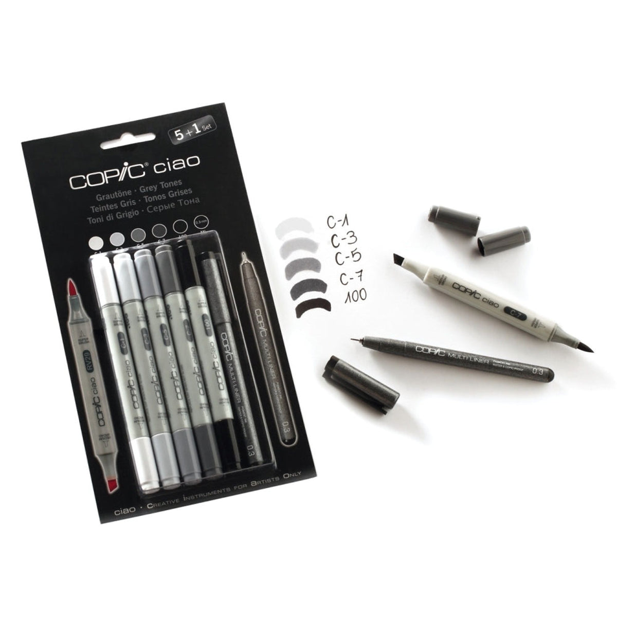 Copic Ciao Grey Tones 5+1 || الوان كوبيك درجات الرمادي 5+1