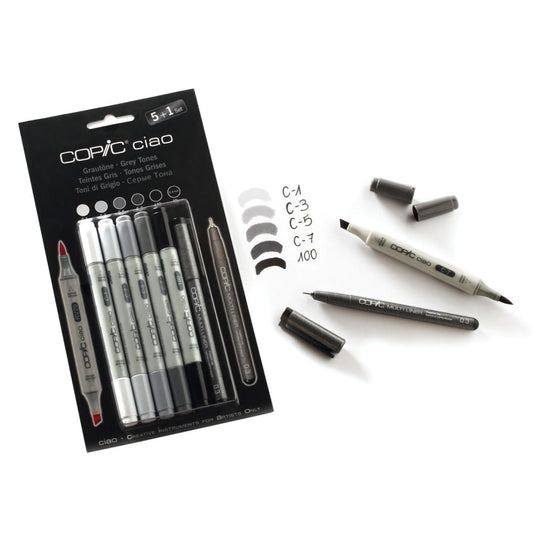 Copic Ciao Grey Tones 5+1 || الوان كوبيك درجات الرمادي 5+1