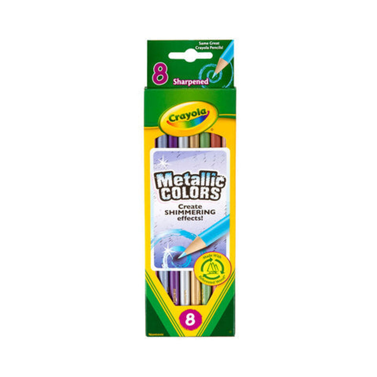 Crayola 8 Metallic Colored Pencils || الوان كرايولا خشبية الوان ميتاليك عدد 8 حبة