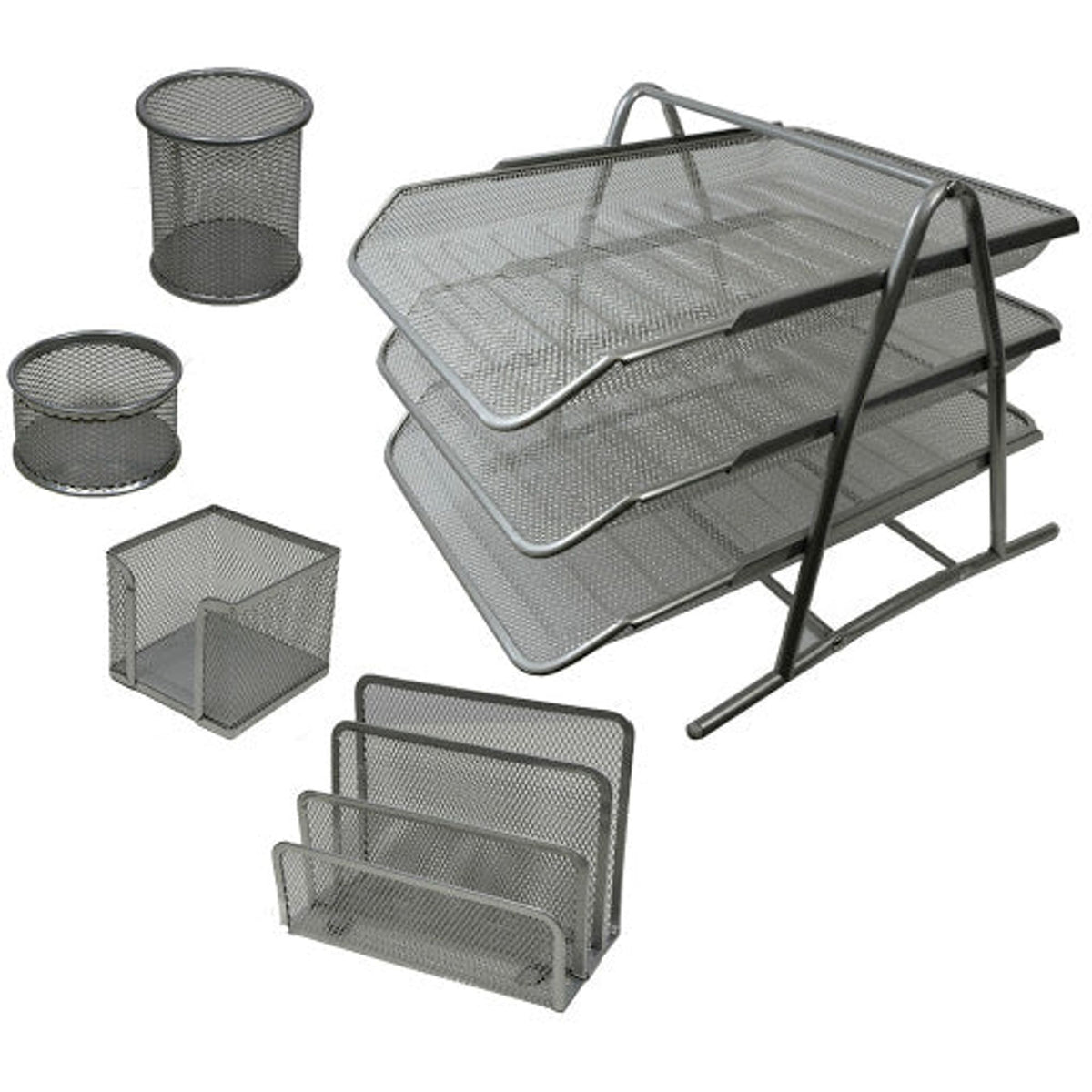 Iron Mesh Desk Set 5 Pcs Black Color || طقم مكتب شبك ٥ قطعة لون اسود