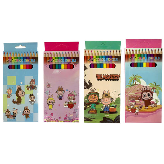Labubu Colored Pencil Pack 12 Colors Assorted Models || الوان خشبية لابوبو ١٢ لون موديلات متنوعة
