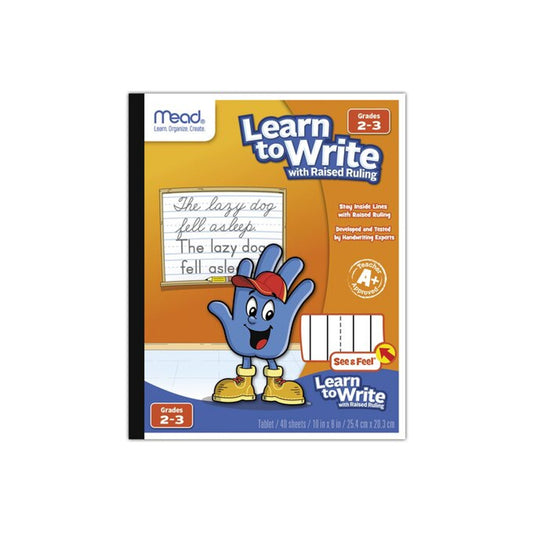 Mead Learn to Write Tablet, Raised Ruling, Grades 2-3, 40 Sheets, 10" x 8"