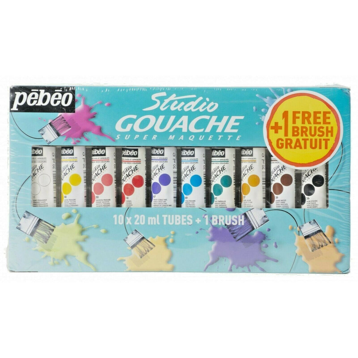 Pebeo Studio Gouache Paint Set 10 x 20ml || الوان قواش بيبيو 10 الوان + فرشاه