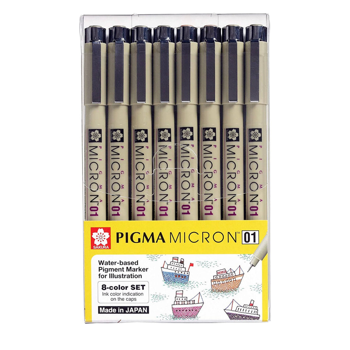 Sakura Pigma 8 Color Set 01 || مجموعة اقلام ساكورا ٨ لون براس مقاس ٠١
