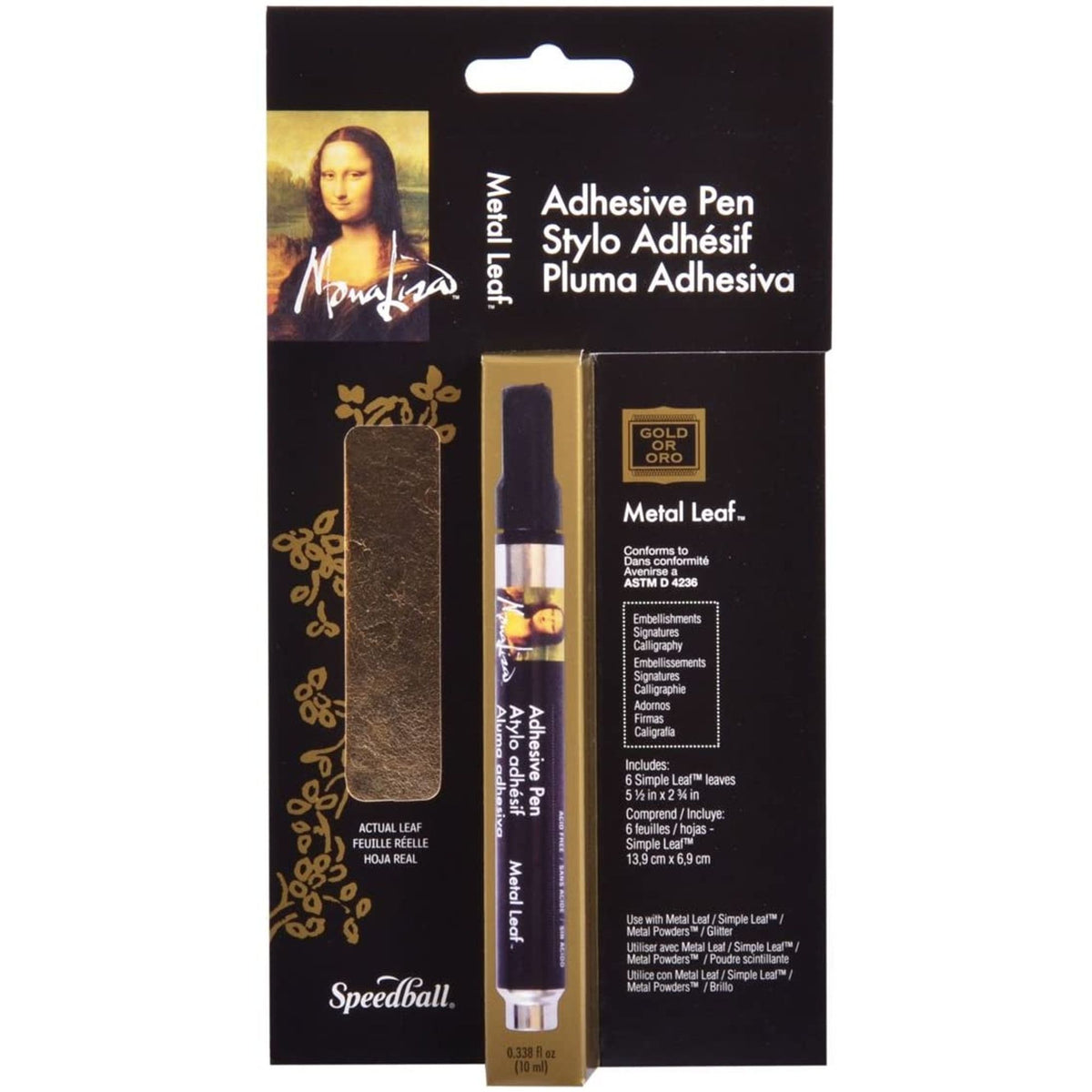 Speedball MonaLisa Adhesive Pen and Gold Leaf Set || مجموعة الكتابة الذهبية قلم لاصق وورقة ذهب موناليزا