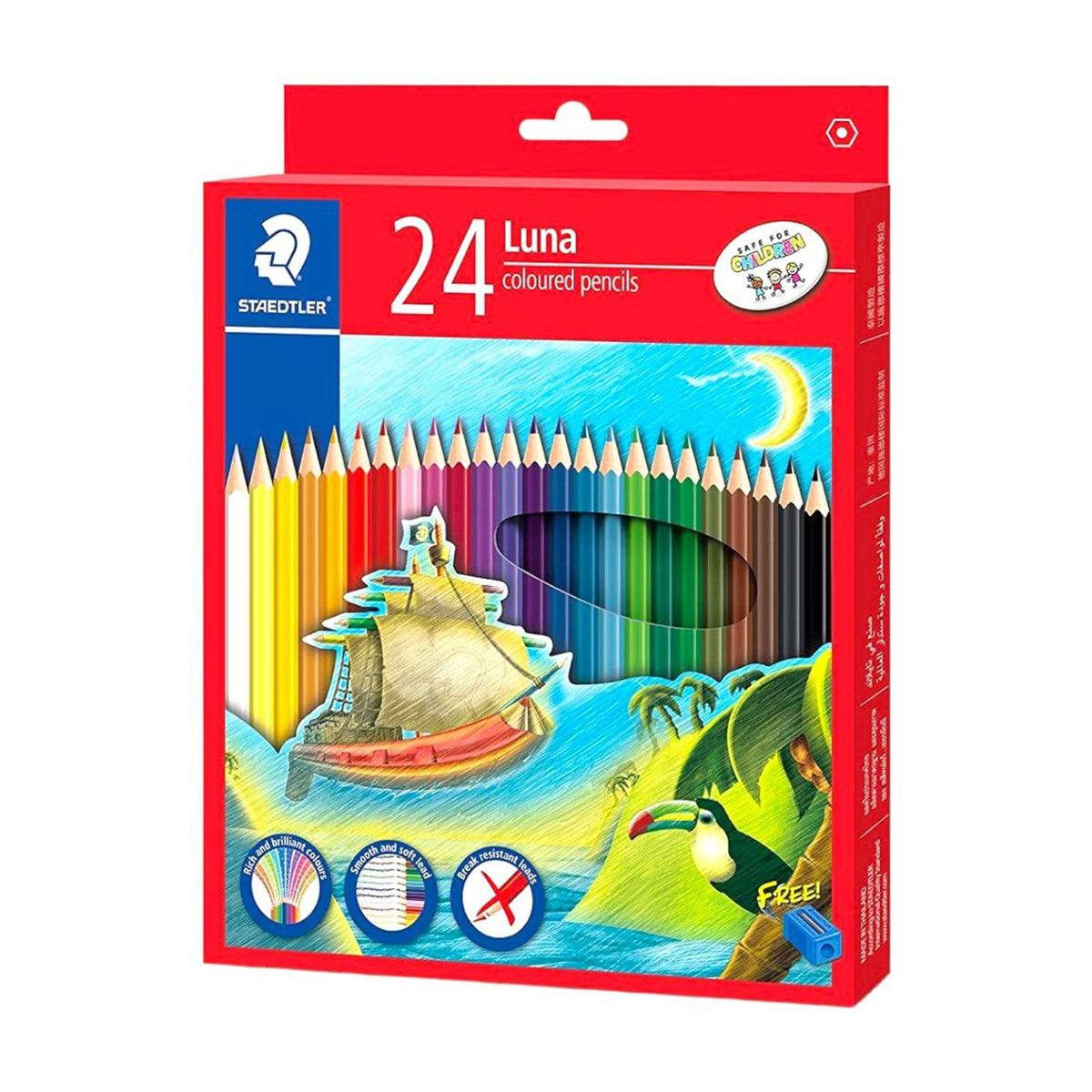 Staedtler Luna colored pencils 24 Colors || الوان خشبية ستدلر علبة كرتون الاصدار الاحمر ٢٤ لون
