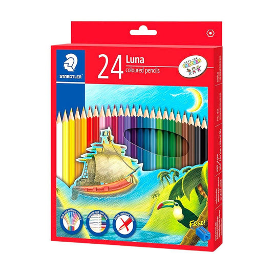 Staedtler Luna colored pencils 24 Colors || الوان خشبية ستدلر علبة كرتون الاصدار الاحمر ٢٤ لون