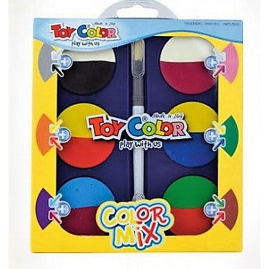 Toy Color Watercolors 6 two-colored tablets || الوان مائيه اقراص ثنائية اللون توي كولر الايطاليه