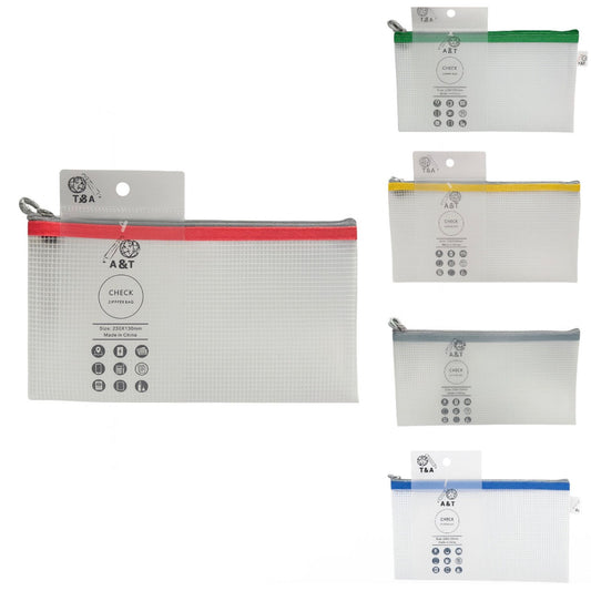 A&T Zipper File Pencil Pouch Size Assorted Color || ملف سحاب اي اند تي حجم مقلمة ألوان متنوعة