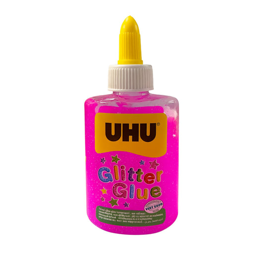 UHU Colored Liquid Glitter Glue 90g Pink Color || صمغ يوهو سائل ملون زري 90 جرام لون وردي
