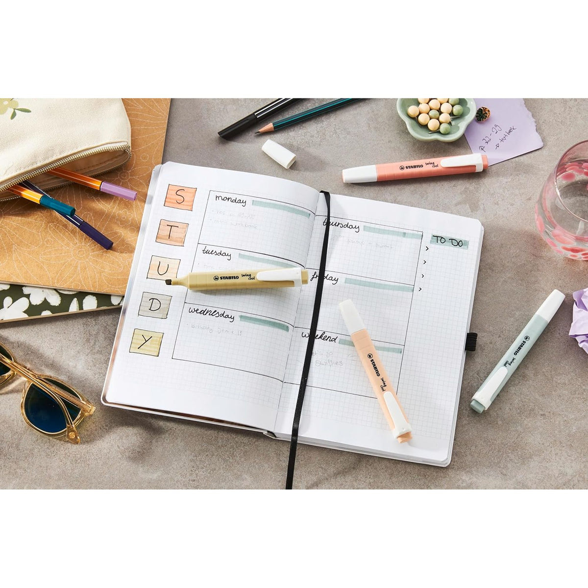 Stabilo Highlighter Set Swing Cool 4 Colors || مجموعة اقلام فسفوري باستيل ستابيلو 4 بون