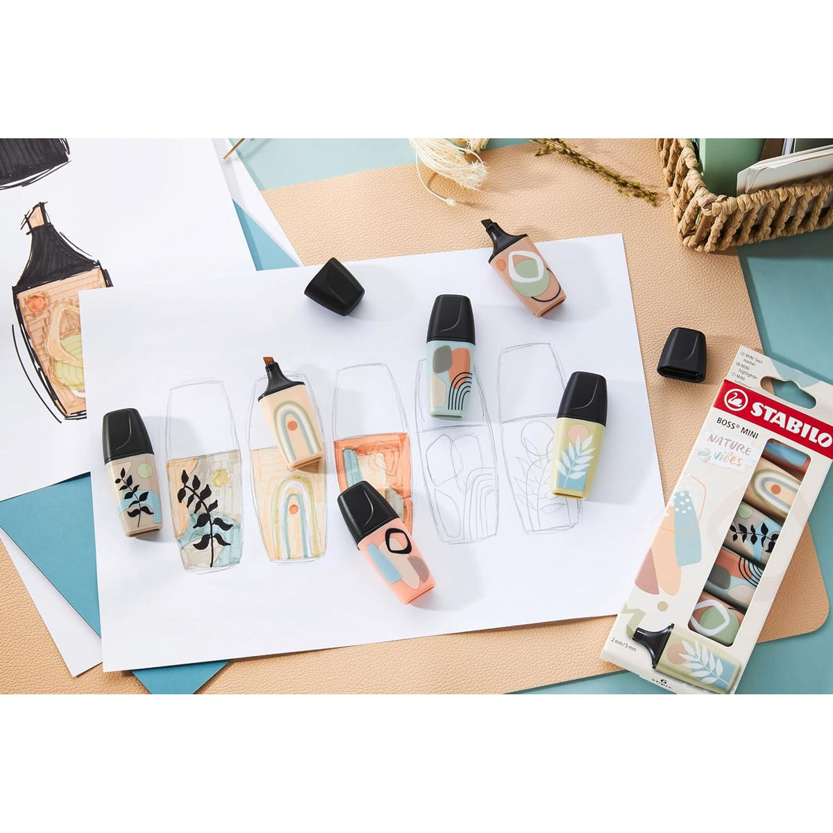Stabilo Pastel Mini Highlighter Set 5 Colors || مجموعة اقلام فسفوري هاسلايتر ستابيلو باستيل 5 لون
