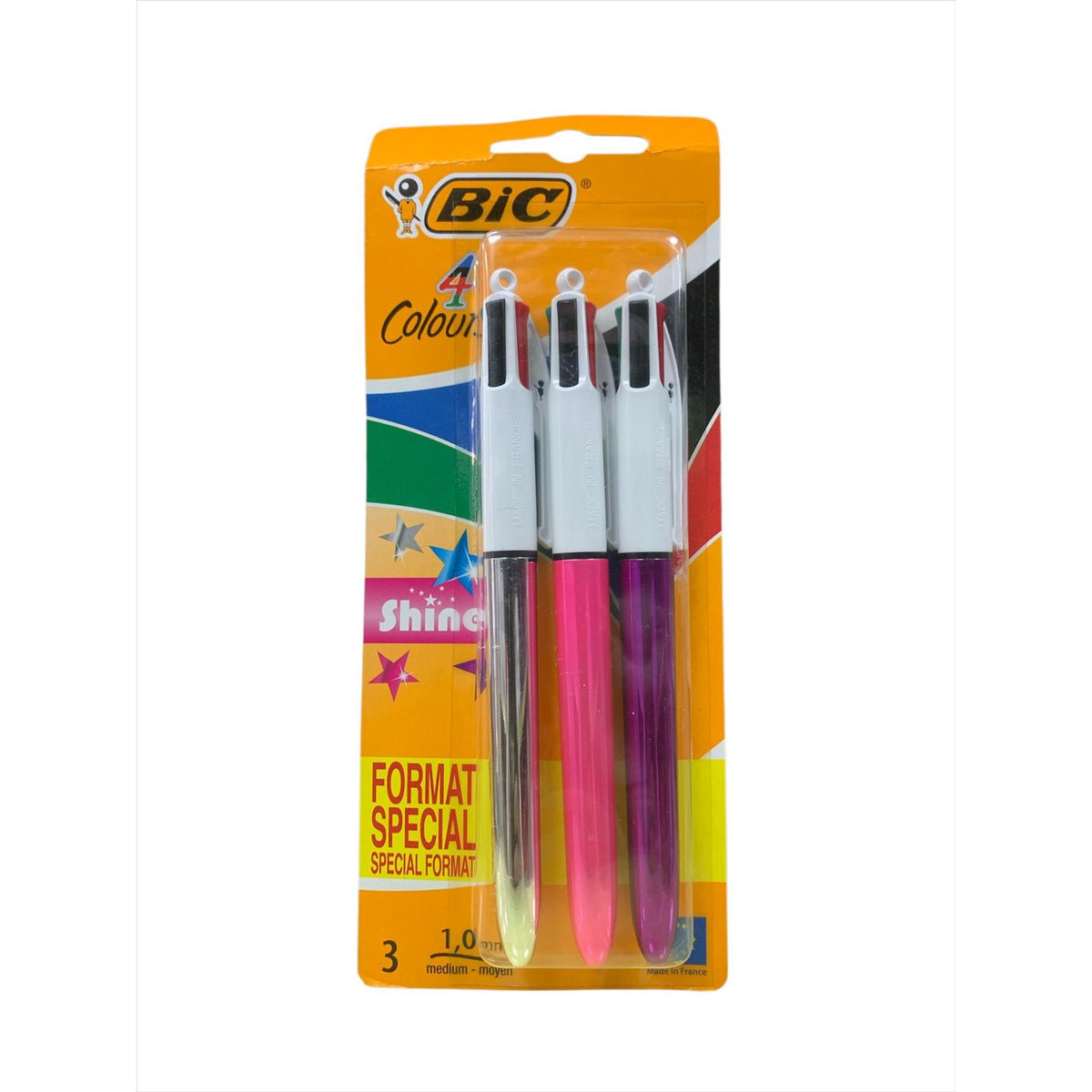 BIC 4 Colours Shine Ballpoint Pen Set (3 Pack) || مجموعة اقلام حبر بيك 3 قلم 4 لون