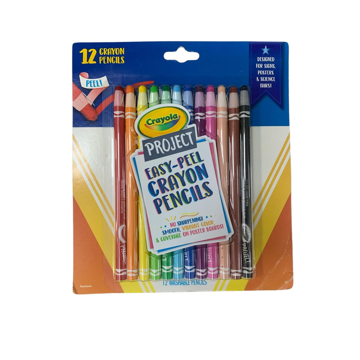 Crayola Project Easy-Peel Crayon Pencils 12 Colors || أقلام تلوين شمعية "كرايولا بروجكت" قابلة للتقشير السهل (12 قلم)