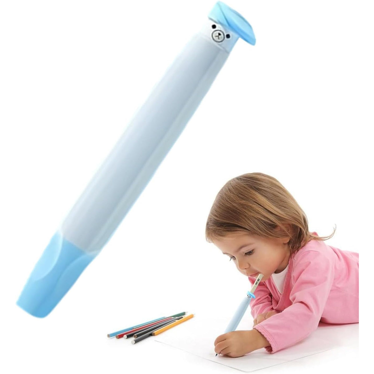 Silicone Hand Writing Aid Pencil Holder For Kids Blue Color || مسكة قلم كاملة للاطفال لون ازرق