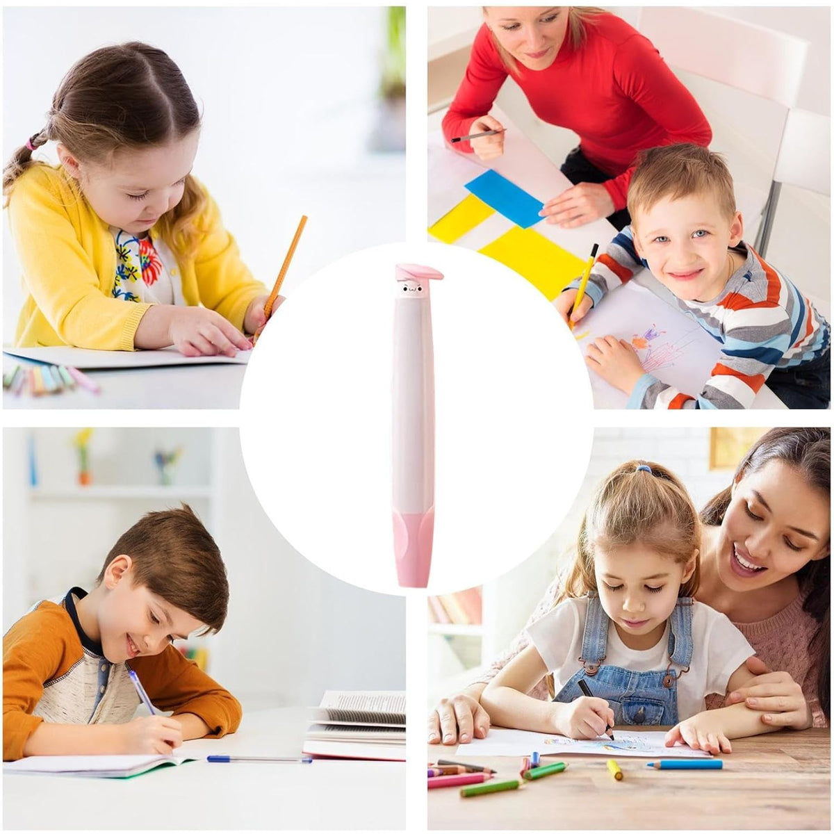 Silicone Hand Writing Aid Pencil Holder For Kids Pink Color || مسكة قلم كاملة للاطفال لون وردي