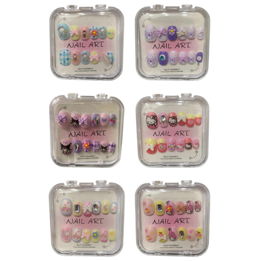 Kids Nails Pack Kuromi Assorted Models || علبة اظافر تركيب للاطفال كورومي موديلات متنوعة