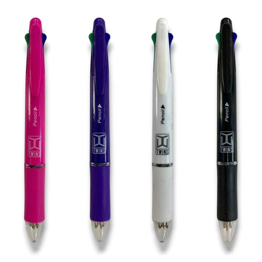A&T Twins 4 Color Pen + Pencil Assorted Colors || قلم اربع الوان و رصاص اي اند تي توينز