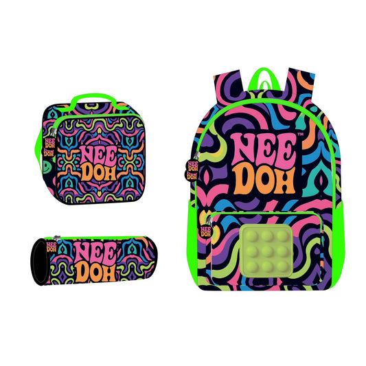 17" backpack set 3 pcs NEEDOH || شنطة ظهر 17 انش 3 قطع بوبيت مربع نيدو