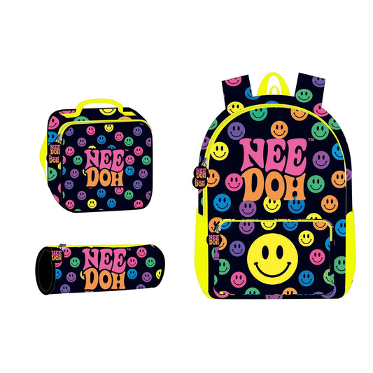17" backpack set 3 pcs NEEDOH || شنطة ظهر 17 انش 3 قطع سمايل نيدو